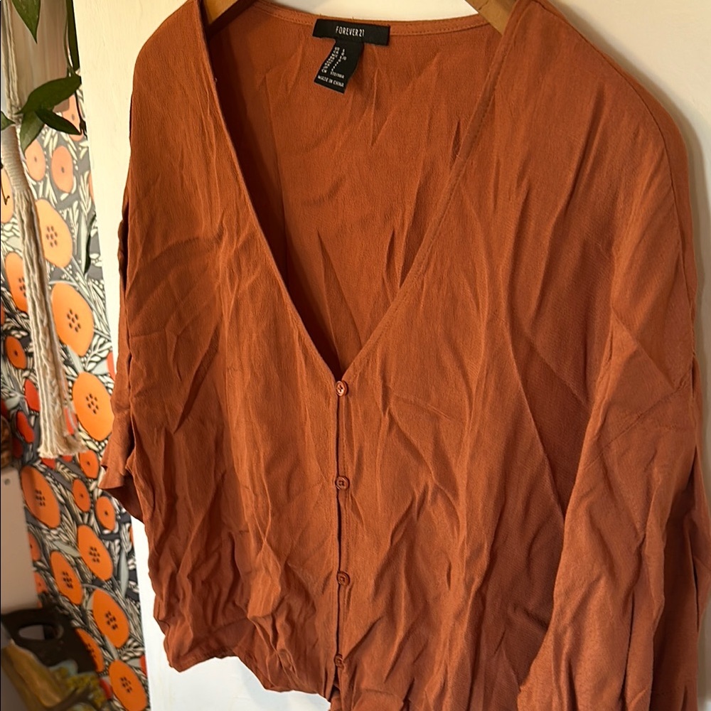 Rust Button-Up Blouse - Picture 5 of 5